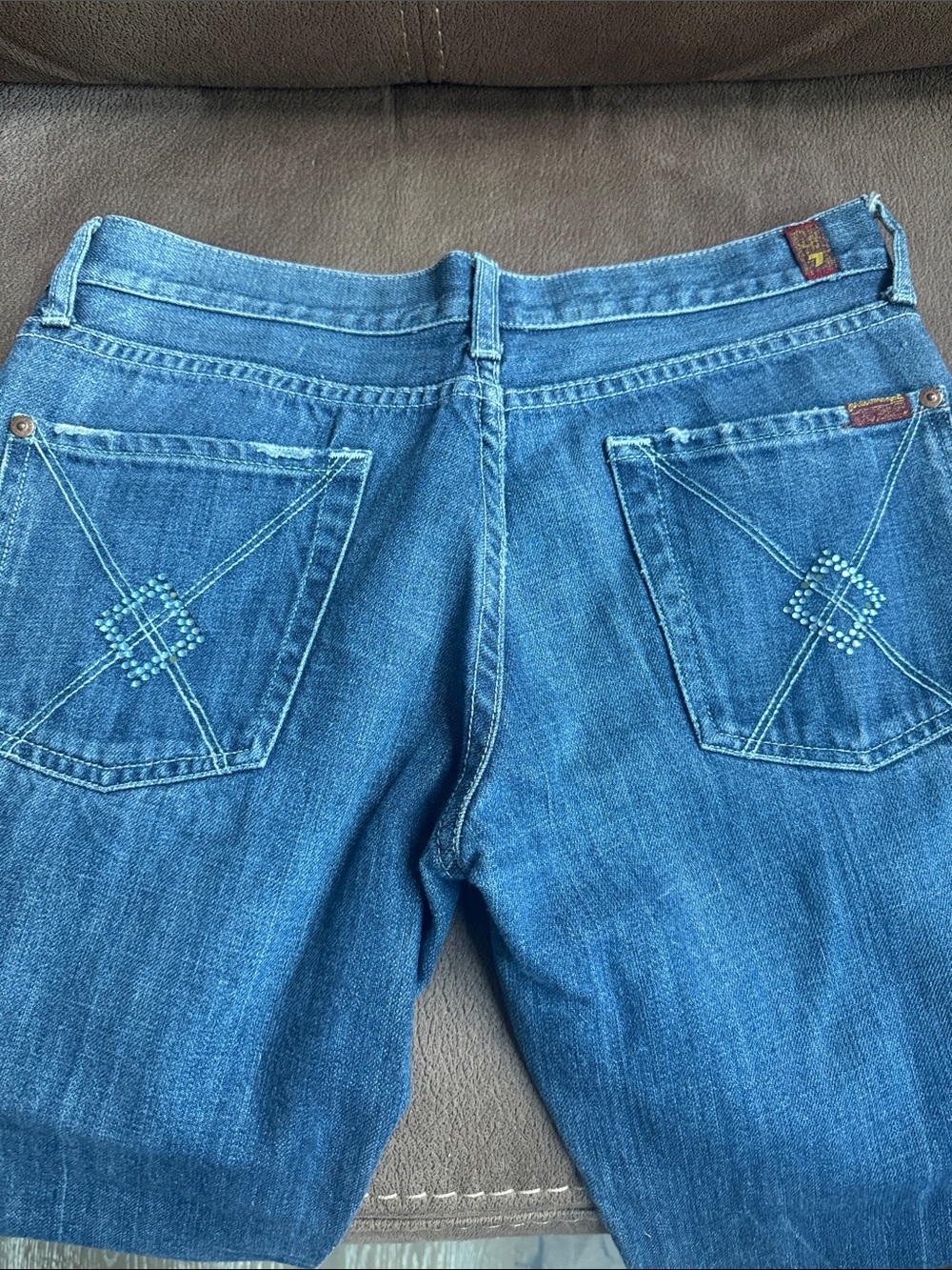 7 For All Mankind Indigo Flare Wide-Leg Jeans - Picture 2 of 5